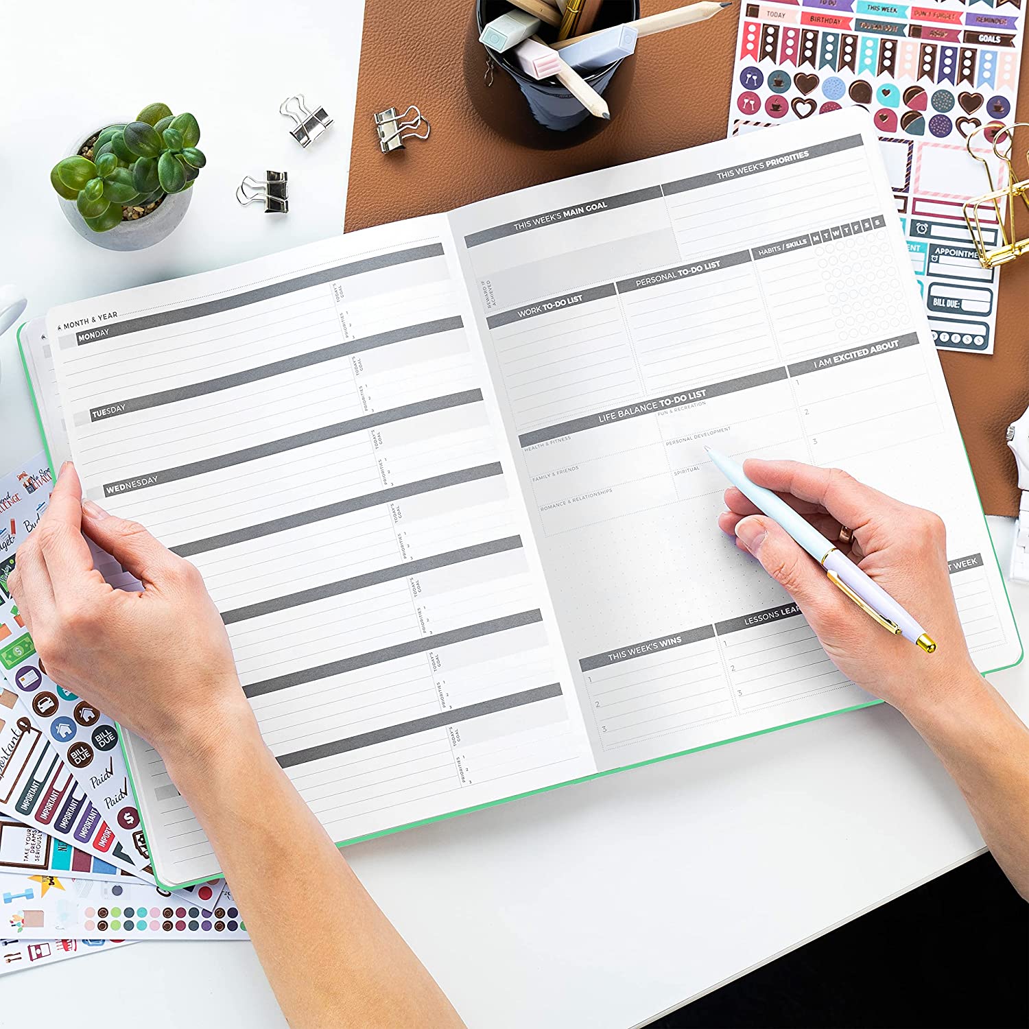 Clever Fox Planner PRO – Weekly & Monthly Life Planner to Increase Productivity, Time Management and Hit Your Goals – Organizer, Gratitude Journal – Undated, 1 Year – Softcover, 8.5x11″ (Rose Gold) - Image 6